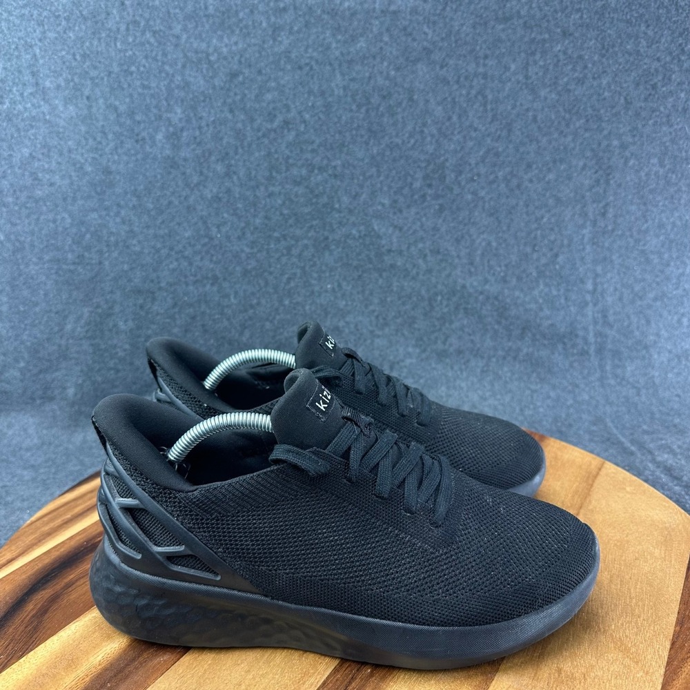 Kizik Athens Hands-Free Sneakers Womens 8 Wide Black Out Knit J2FC DATHBK02-2E
